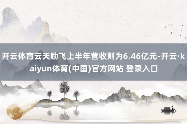 开云体育云天励飞上半年营收则为6.46亿元-开云·kaiyun体育(中国)官方网站 登录入口